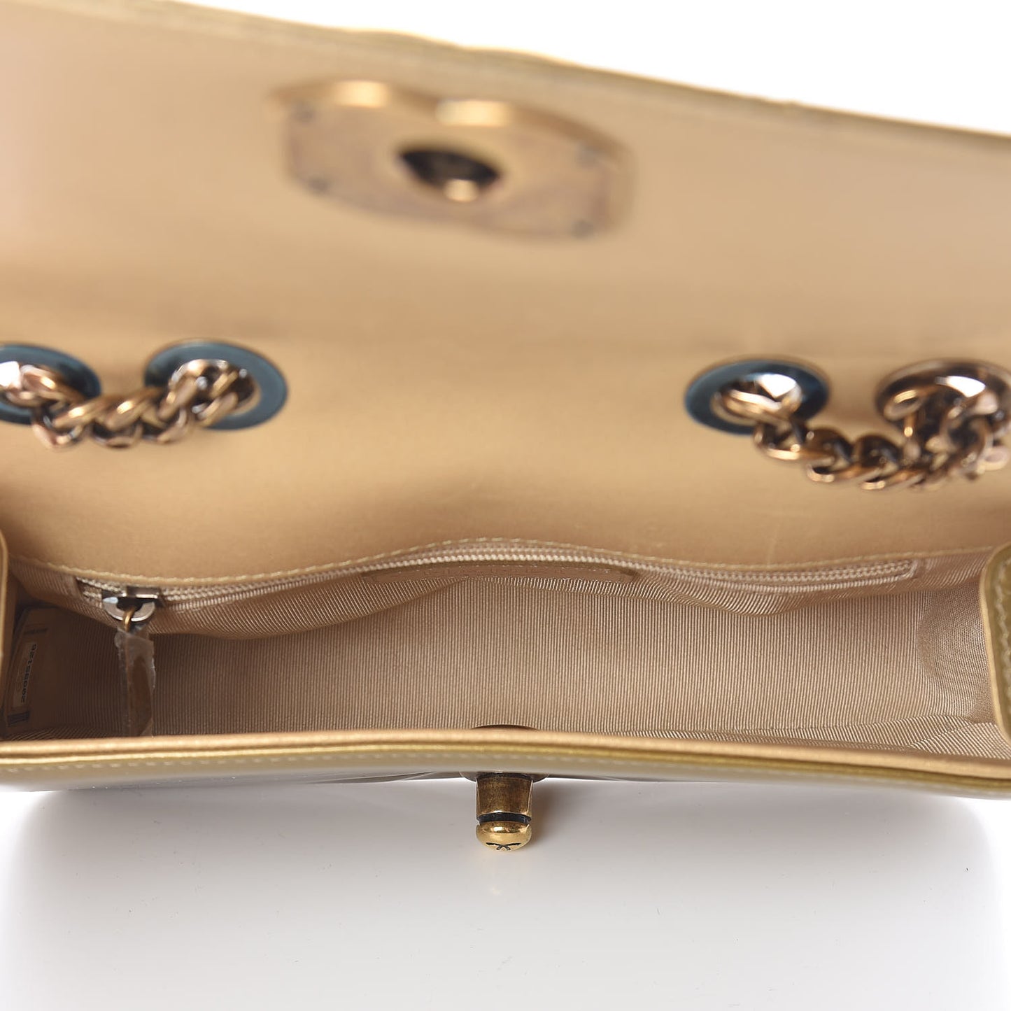 Iridescent Patent Quilted Small Coco Boy Flap Gold