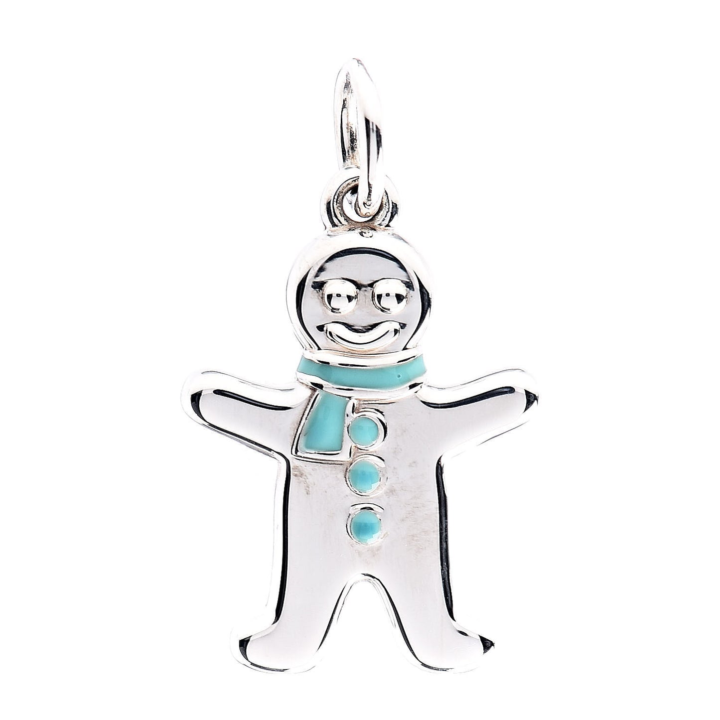 Sterling Silver Enamel Gingerbread Man Charm Blue