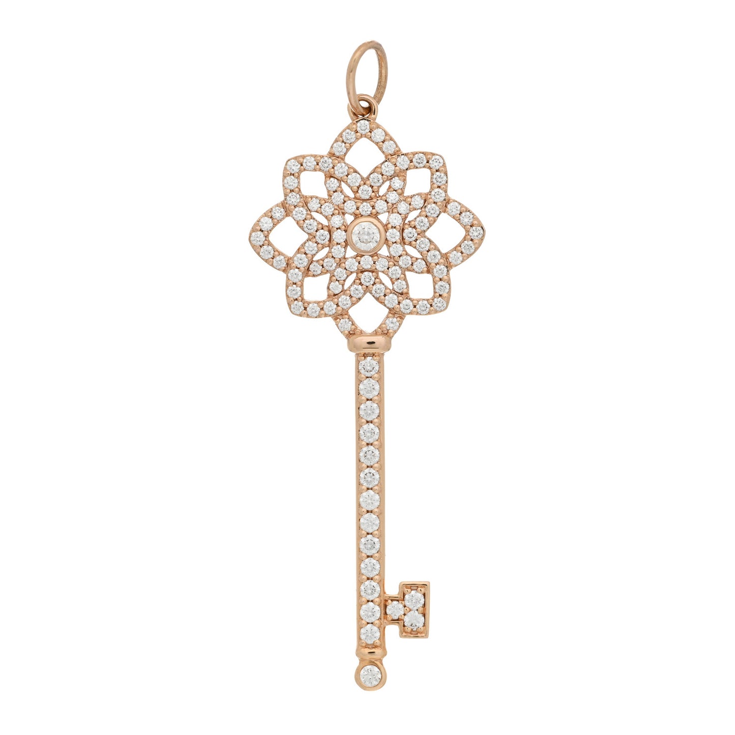 18K Rose Gold Diamond Medium Woven Key Pendant