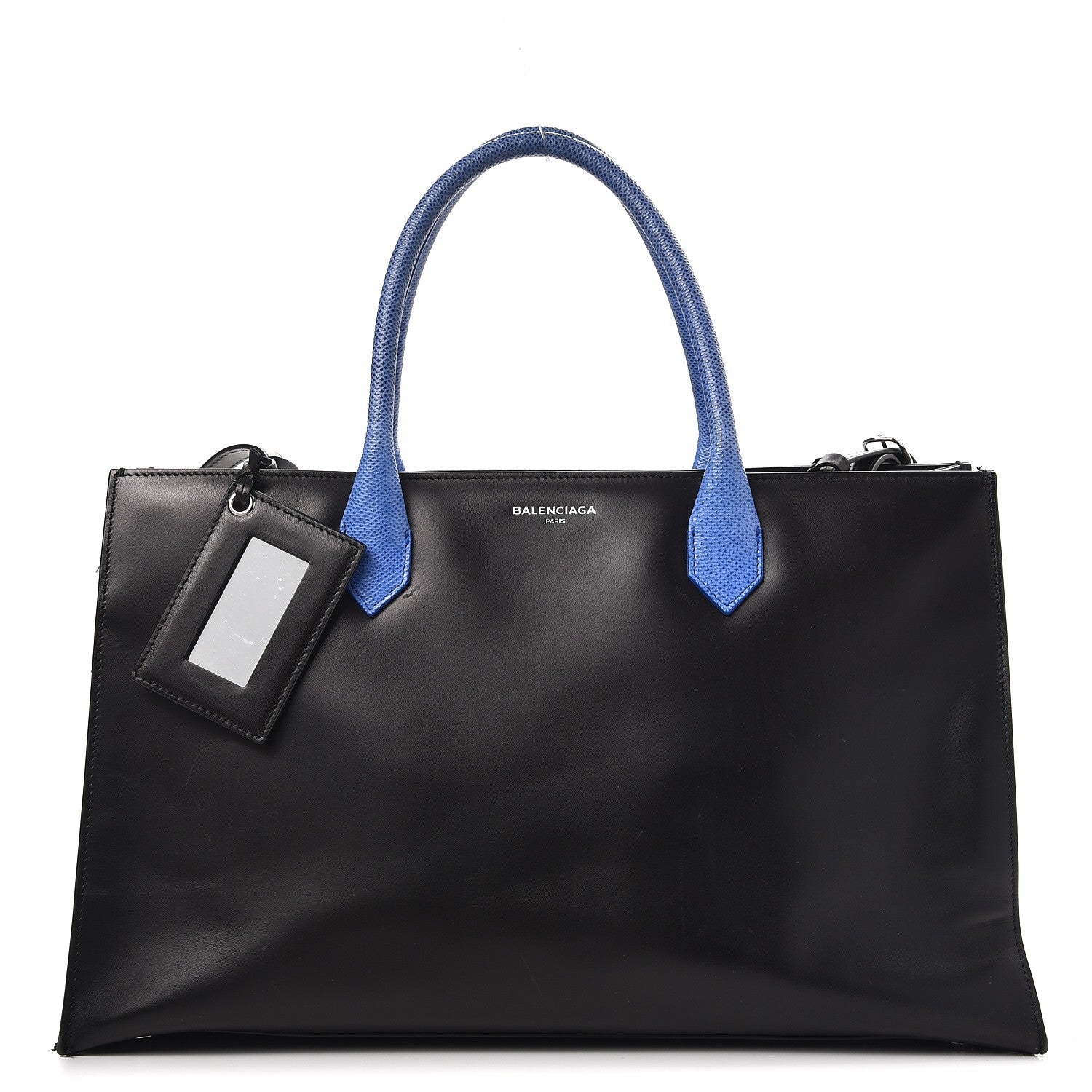 Balenciaga Calfskin Karung Padlock Nude Work S Top Handle Black Electric Bleu 1 of 17