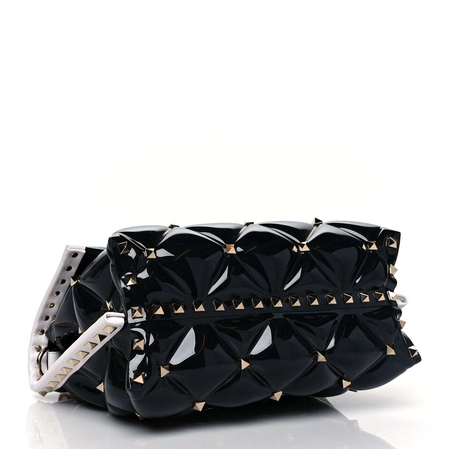 PVC Candystud Top Handle Bag Black White