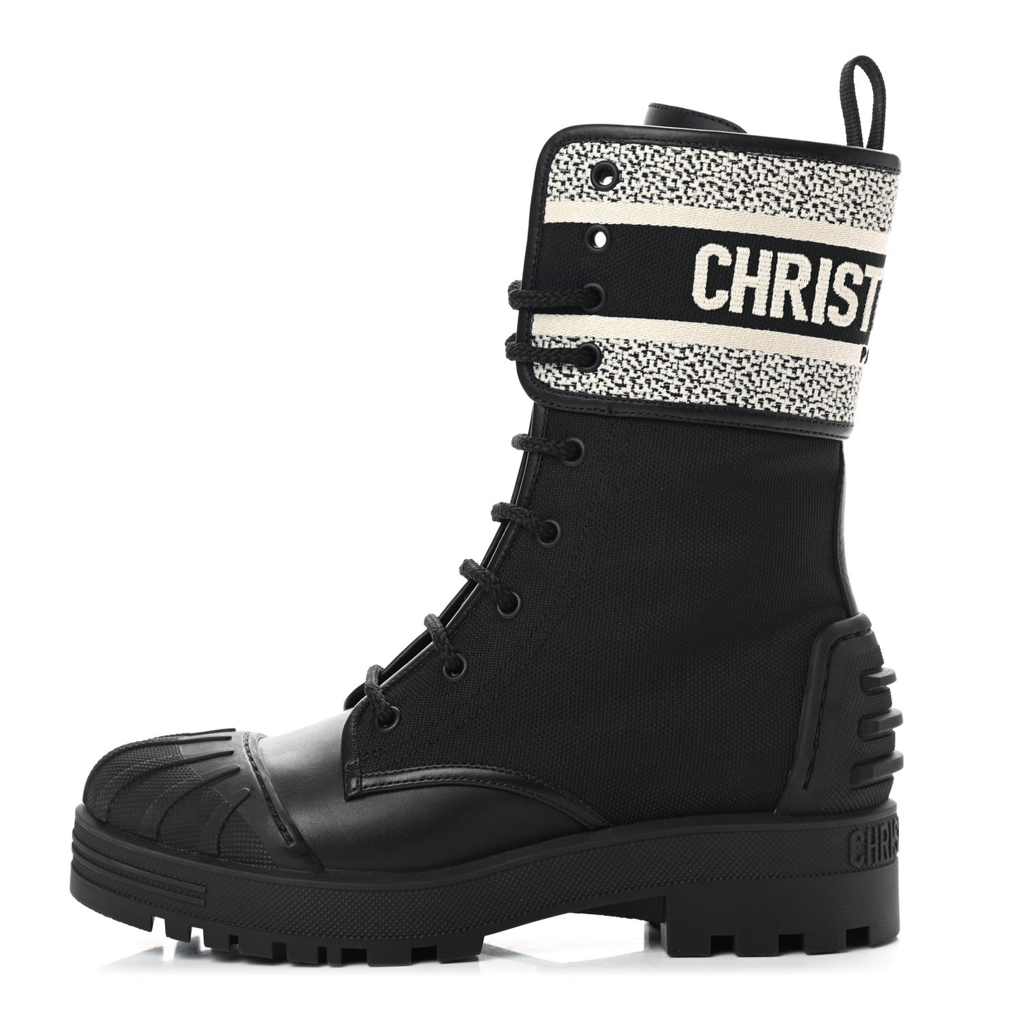 Calfskin Technical Fabric D-Major Ankle Boots 37 Black White