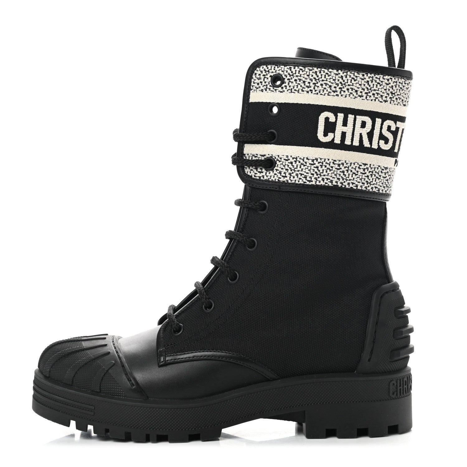 Christian Dior Calfskin Technical Fabric D-Major Ankle Boots 37 Black White 1 of 8