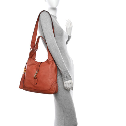 Gucci Pebbled Calfskin Medium New Jackie Shoulder Bag Coral 2 of 15