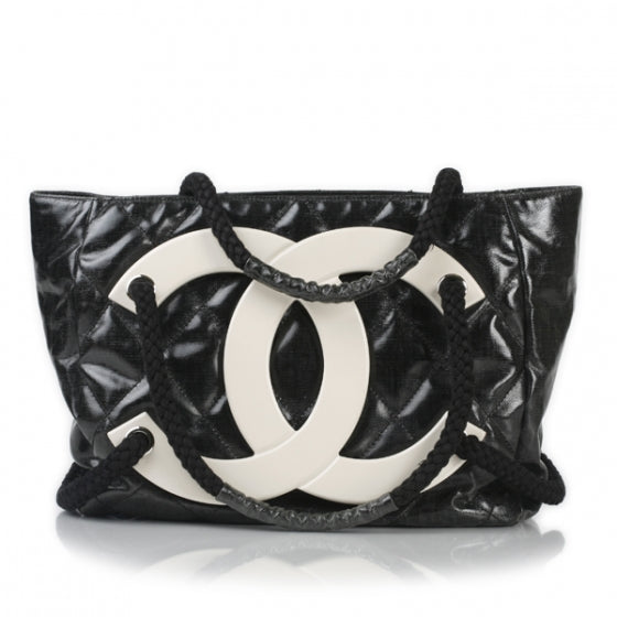 Coated Canvas Large CC Yacht Tote Black White