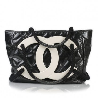 Chanel Coated Canvas Large CC Yacht Tote Black White 1 of 10