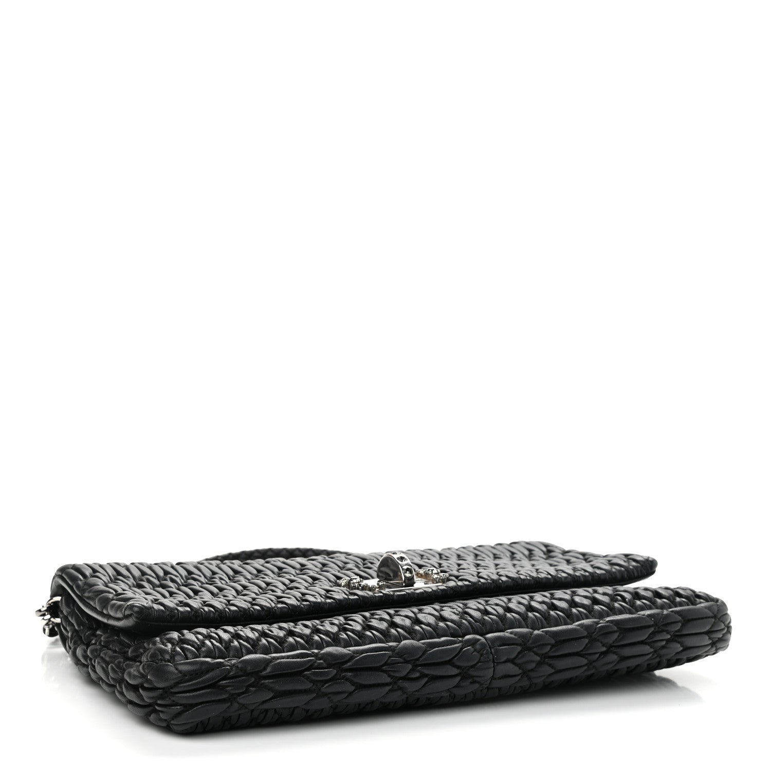 Miu Miu Nappa Matelasse Crystal Flap Clutch Black 4 of 12