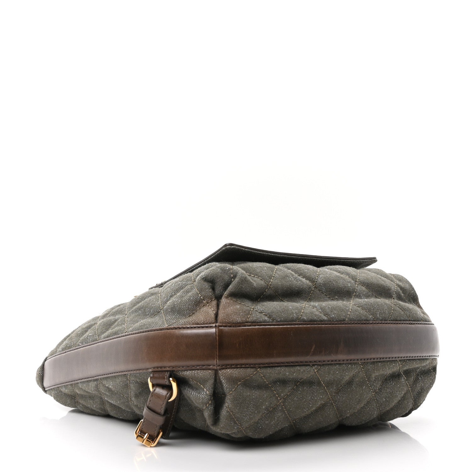 Chanel Denim Calfskin Quilted Backpack Olive Green Brown 4 of 10