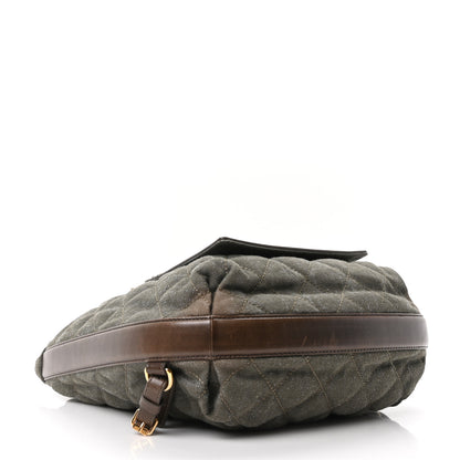 Chanel Denim Calfskin Quilted Backpack Olive Green Brown 4 of 10