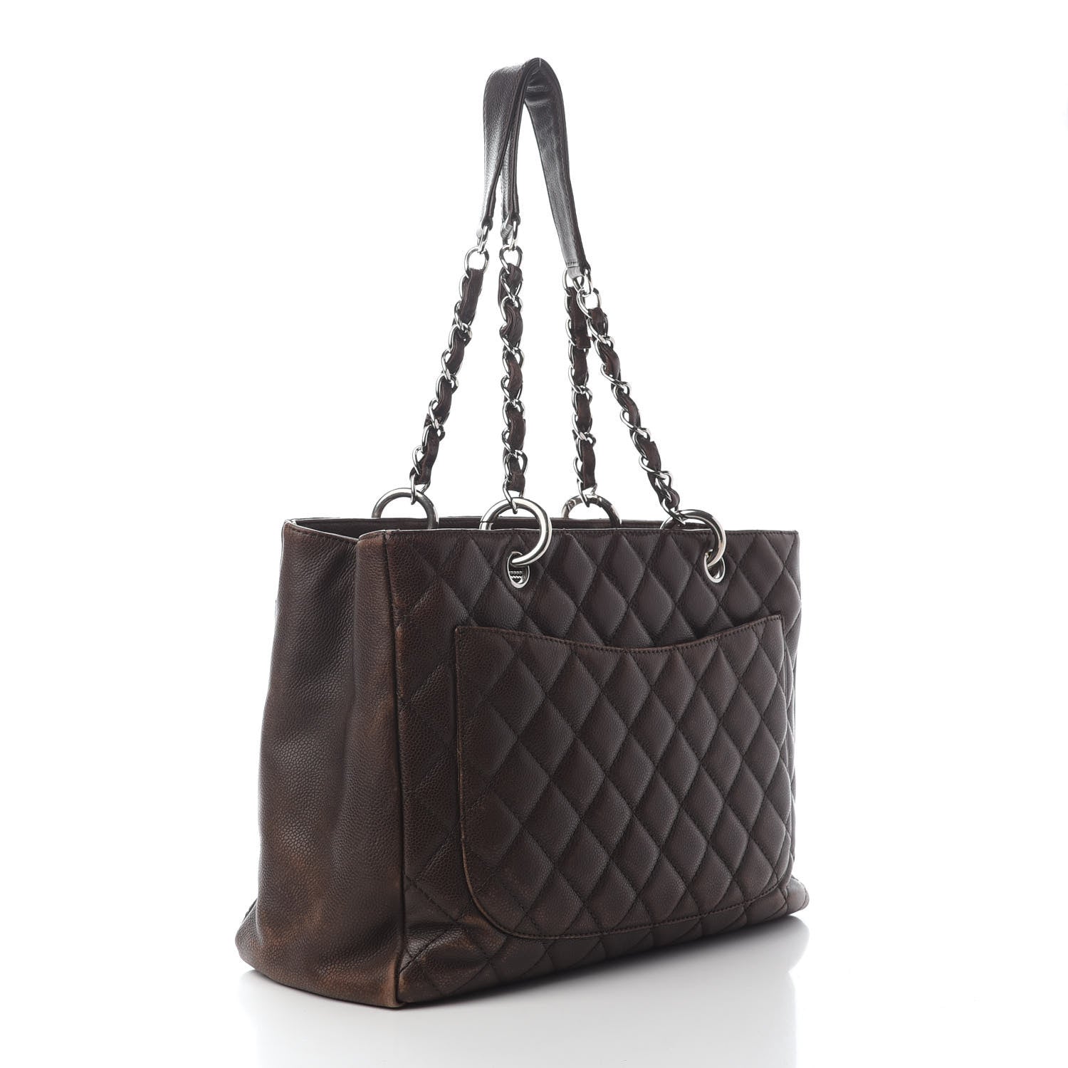 Chanel Caviar Quilted Grand Shopping Tote GST Dark Brown 3 of 14
