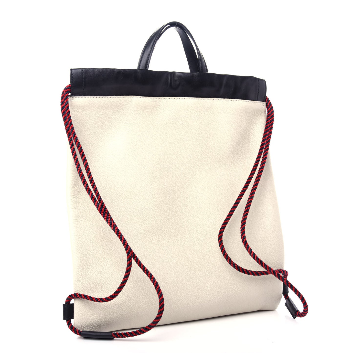 Calfskin Logo Drawstring Backpack Mystic White
