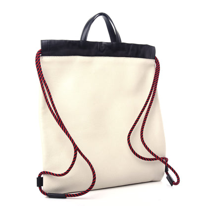 Gucci Calfskin Logo Drawstring Backpack Mystic White 4 of 12