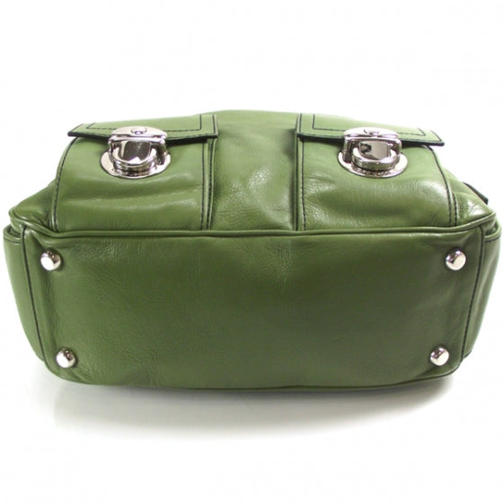 Leather Large Multipocket Hobo Green