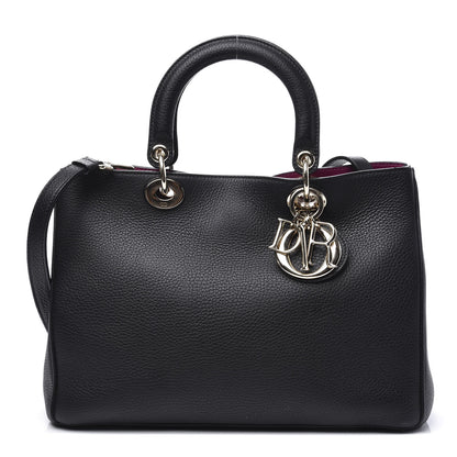 Christian Dior Bullcalf Medium Diorissimo Tote Black Rose Indien 1 of 9