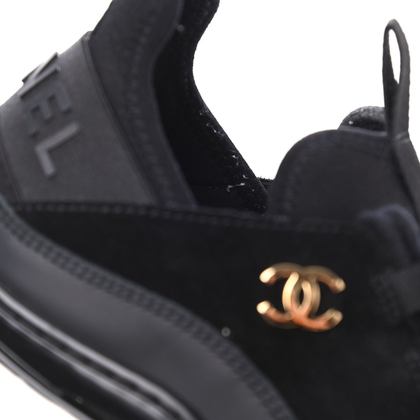Fabric Calfskin Suede CC Sneakers 39.5 Black