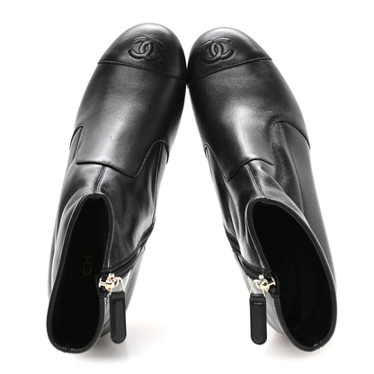Chanel Stretch Lambskin Cap Toe CC Uniform Short Boots 38.5 Black 2 of 8