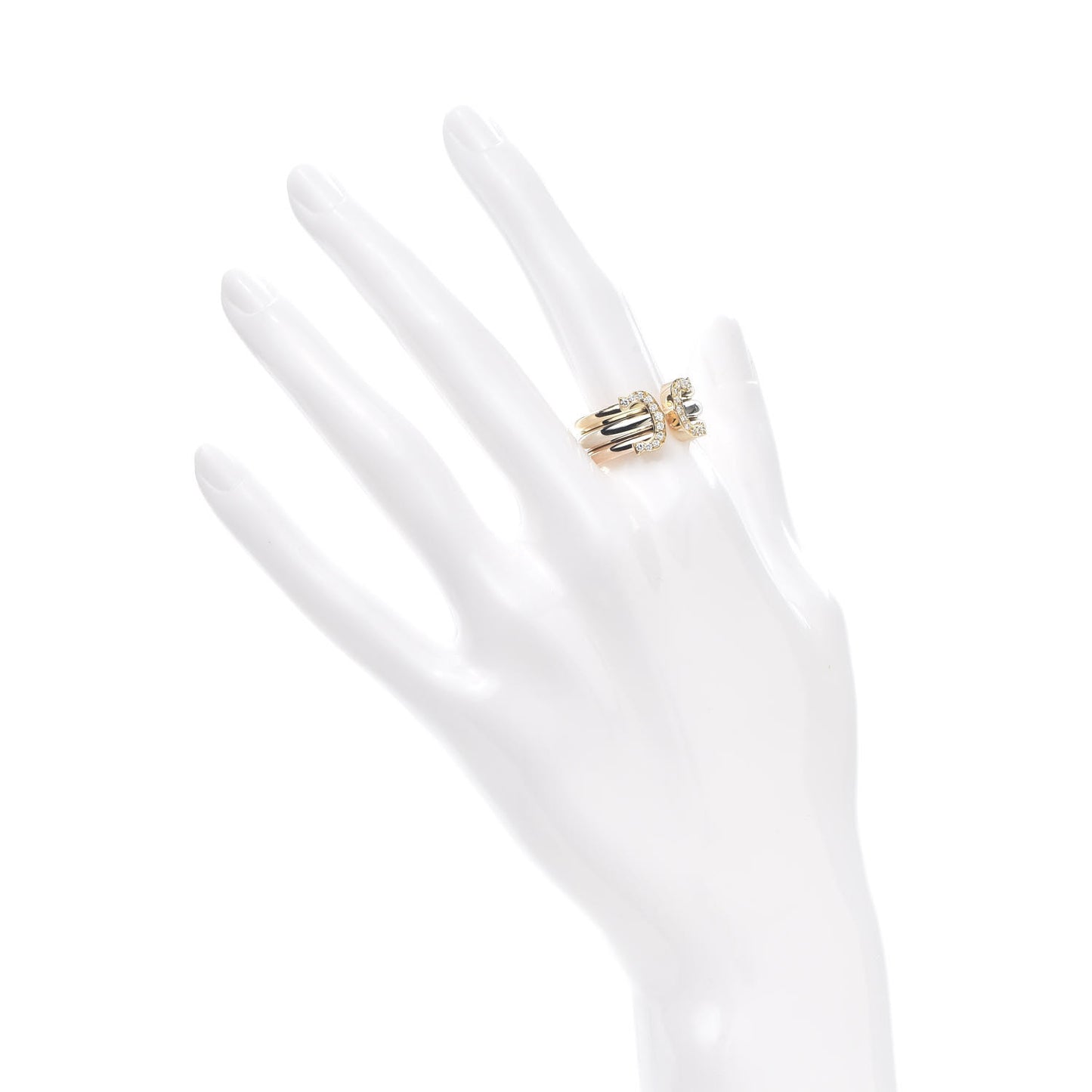 18K Pink Yellow White Gold Diamond 11mm C De Ring 56 7.5