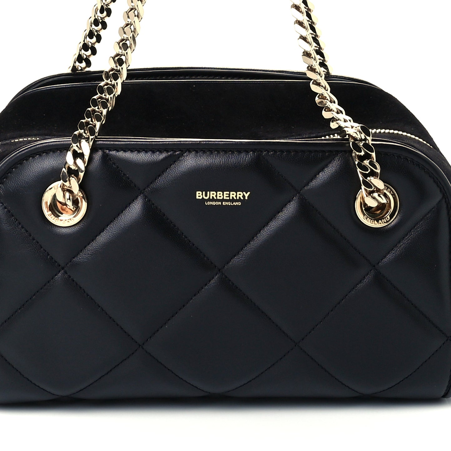 Lambskin Suede Quilted Small Double Cube Bag Black