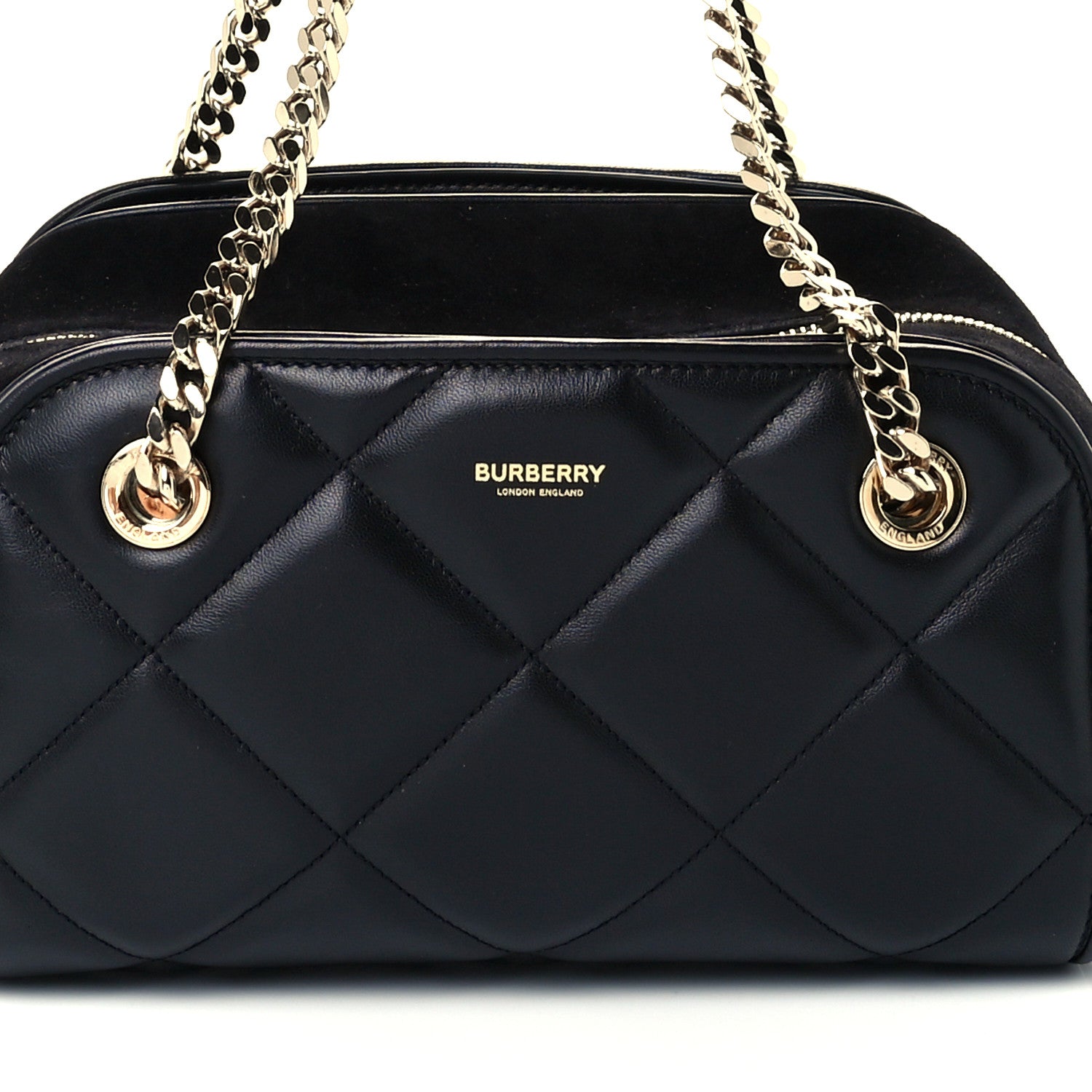 Burberry Lambskin Suede Quilted Small Double Cube Bag Black 10 of 12