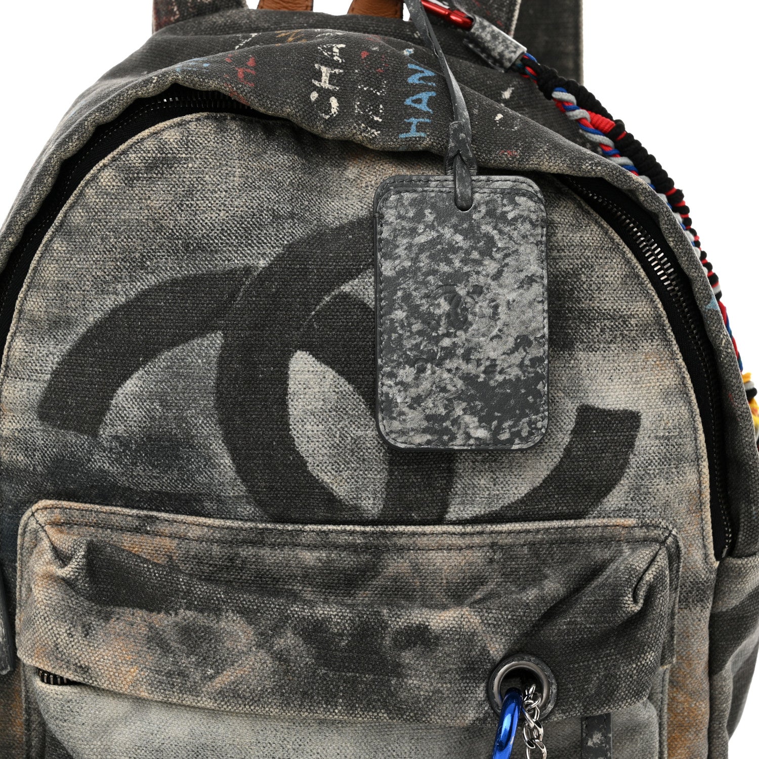 Chanel Graffiti Printed Canvas Medium Backpack Black 8 of 17