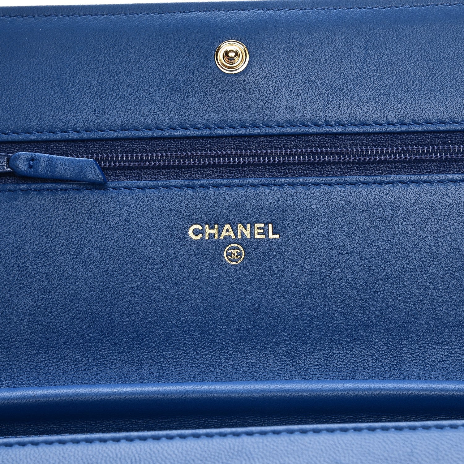 Chanel Lambskin Quilted Boy Wallet On Chain WOC Blue 6 of 9