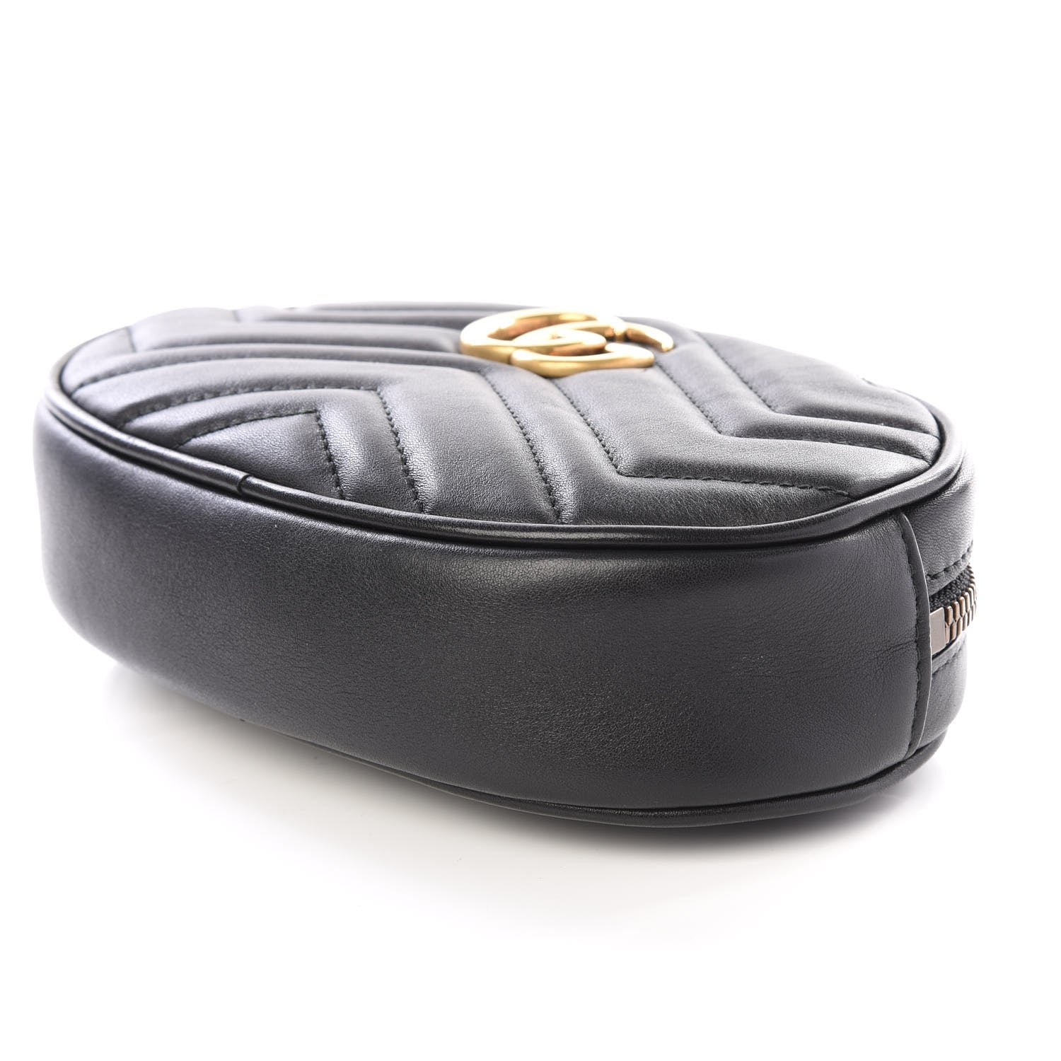 Gucci Calfskin Matelasse GG Marmont Belt Bag 85 34 Black 6 of 9