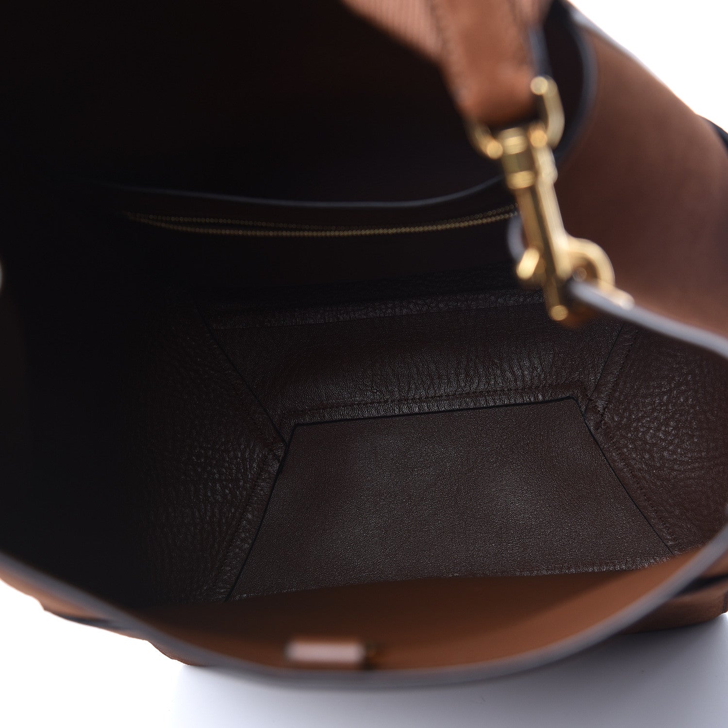 Celine Suede Calfskin Sangle Bucket Bag Chestnut 7 of 12