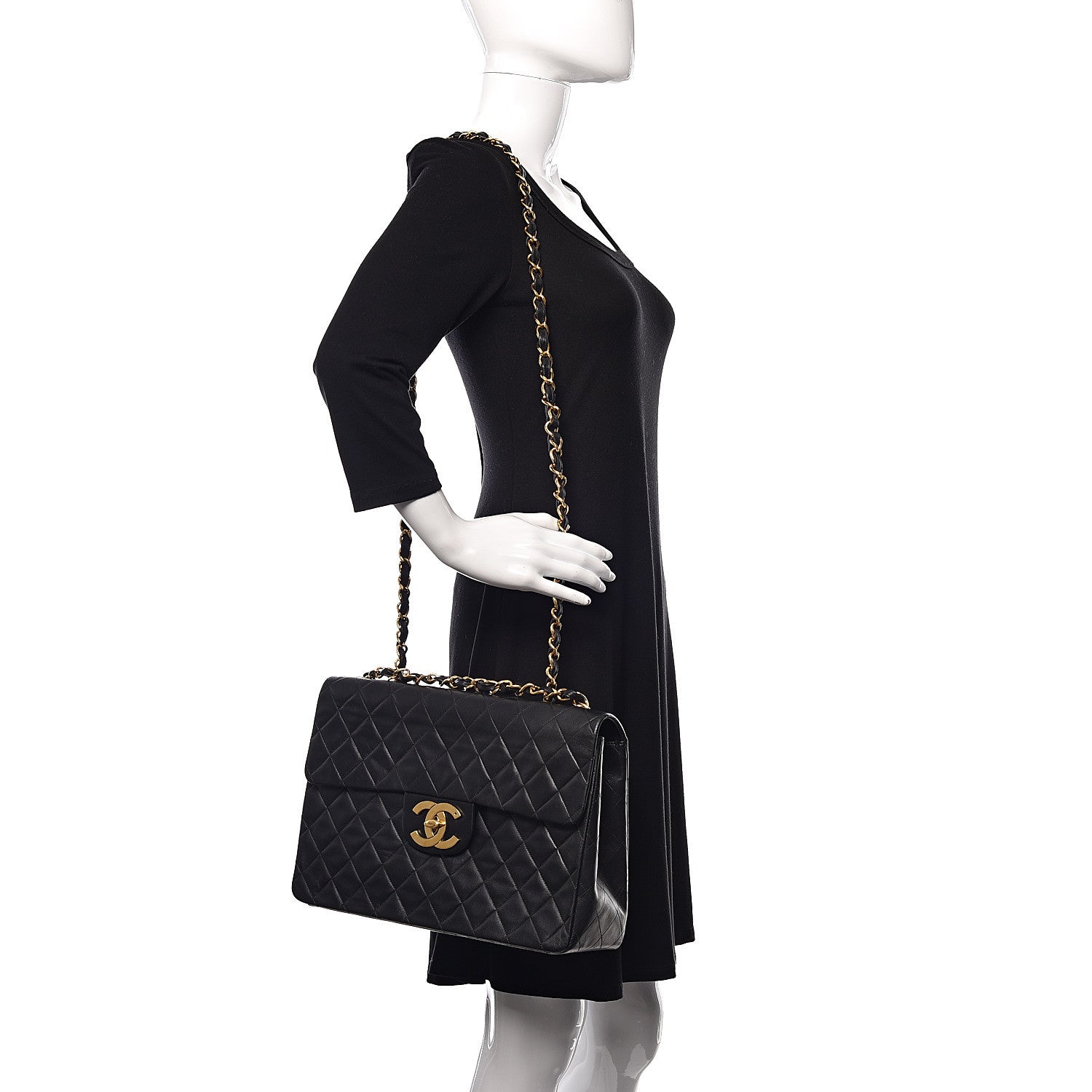 Chanel Lambskin Quilted XL Jumbo Single Flap Black 2 of 13