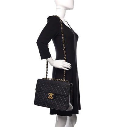 Chanel Lambskin Quilted XL Jumbo Single Flap Black 2 of 13