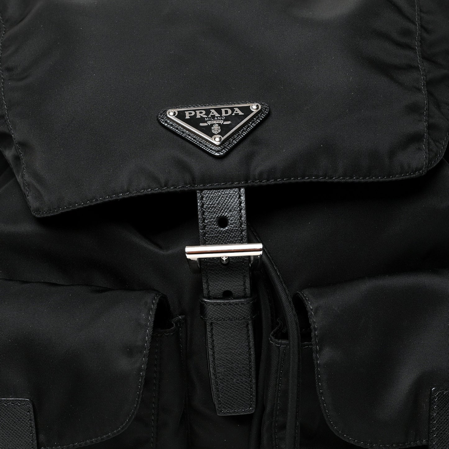 Tessuto Nylon Saffiano Medium Backpack Black