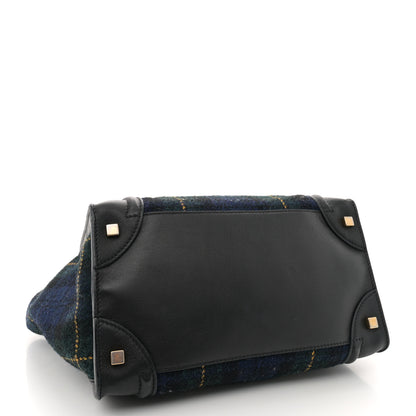 Celine Smooth Calfskin Tweed Tartan Mini Luggage Midnight 4 of 16