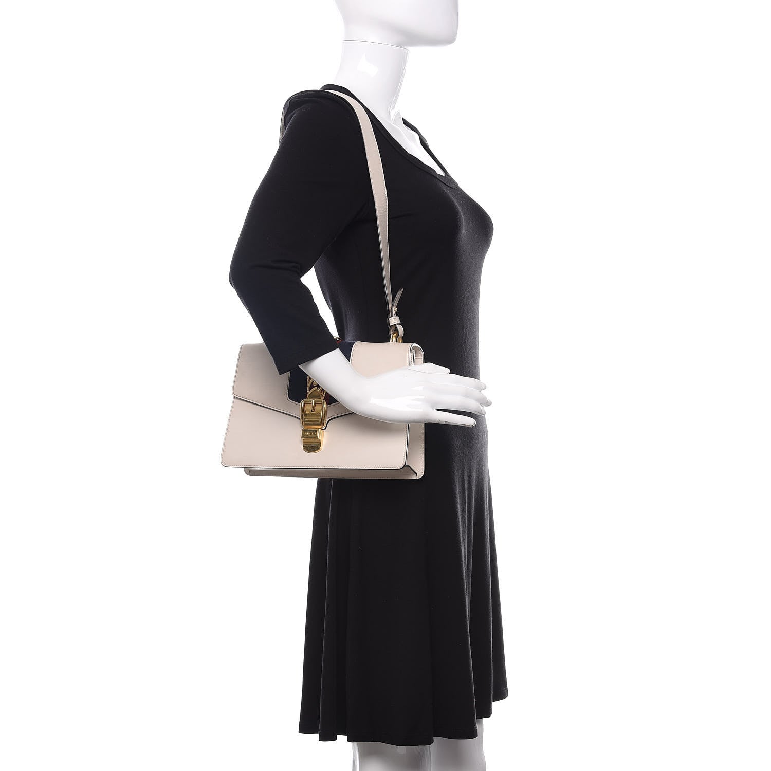 Gucci Calfskin Small Sylvie Shoulder Bag Off White 2 of 15