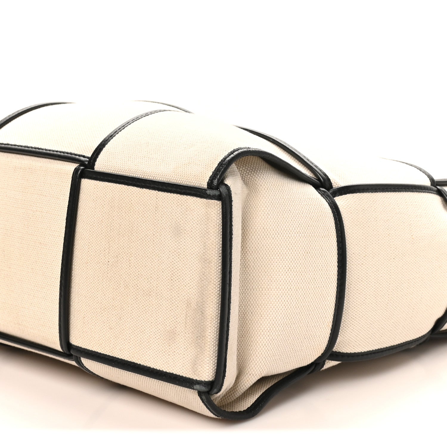 Bottega Veneta Canvas Maxi Intrecciato Large Arco Tote Beige Black 8 of 9