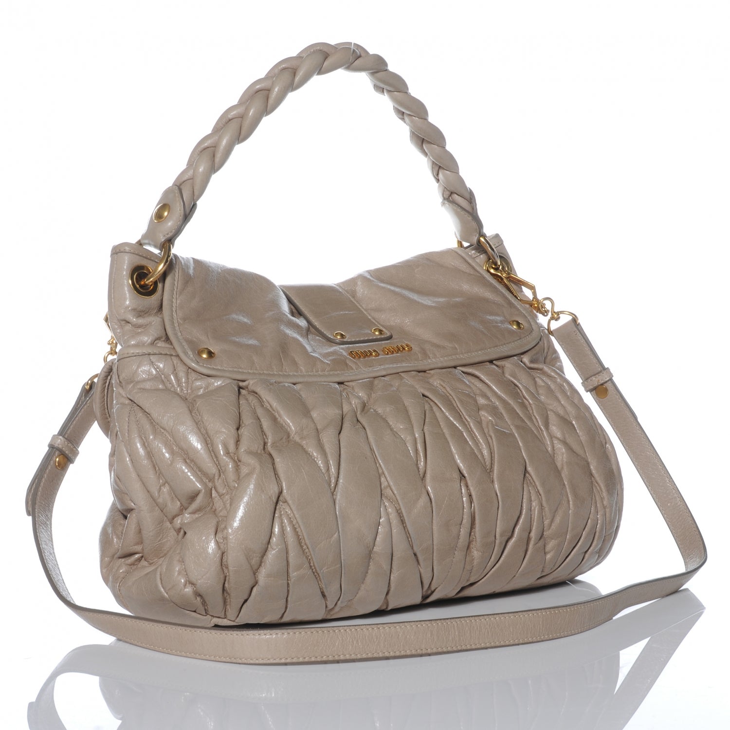 Miu Miu Lux Leather Matelasse Coffer Deserto 3 of 7