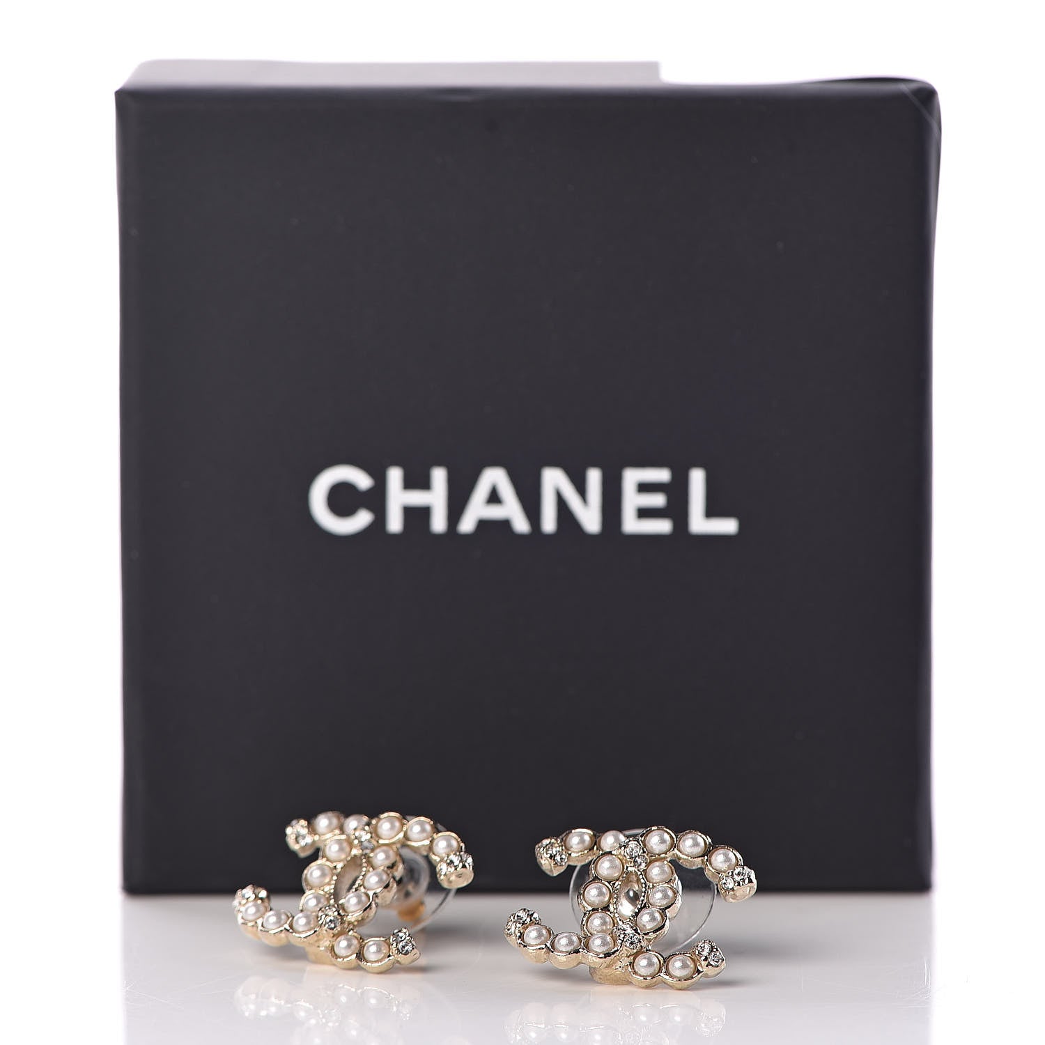 Chanel Pearl Crystal CC Earrings Gold 5 of 5