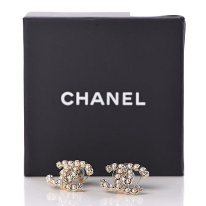 Chanel Pearl Crystal CC Earrings Gold 5 of 5