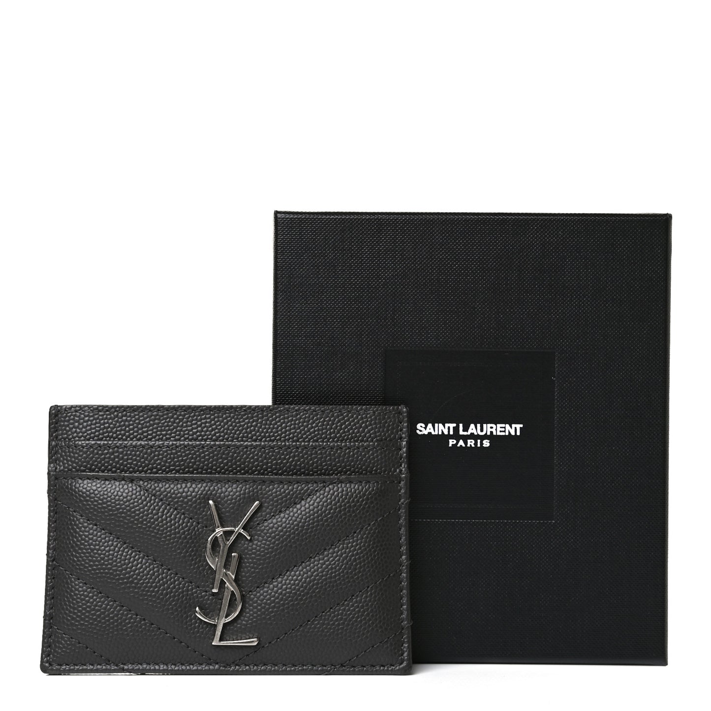 Grain De Poudre Matelasse Chevron Monogram Credit Card Case Black
