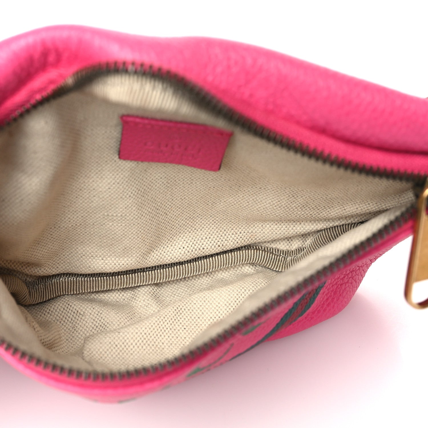 Gucci Grained Calfskin Small Logo Belt Bag Box Pink Green 4 of 9