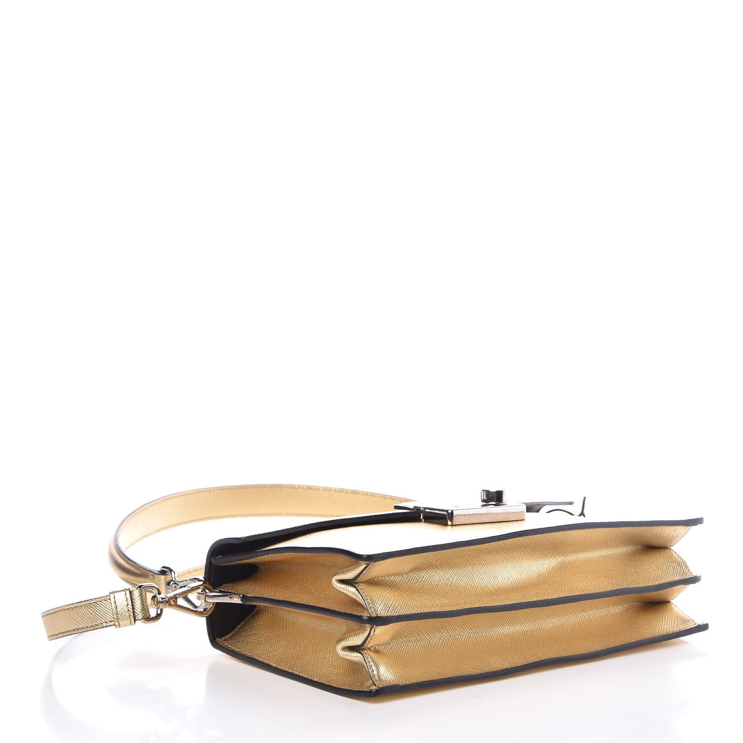 Prada Saffiano Lux Sound Shoulder Bag Gold 5 of 9
