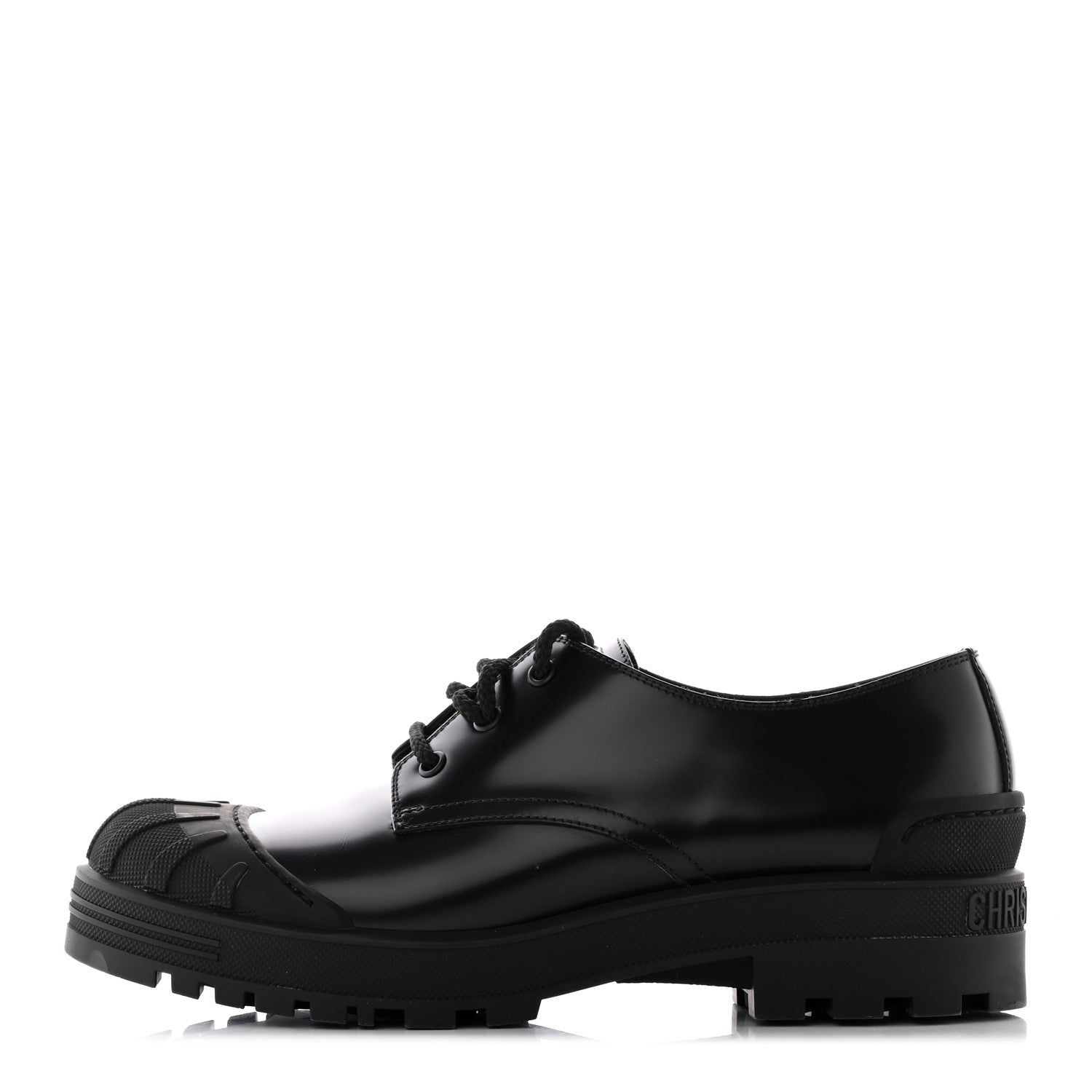 Christian Dior Brushed Calfskin Rubber Dioriron Derby Flat Shoes 41 Black 1 of 23