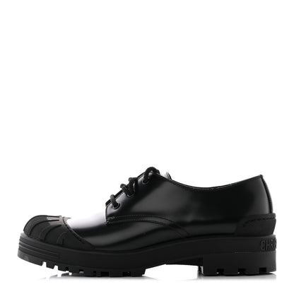 Christian Dior Brushed Calfskin Rubber Dioriron Derby Flat Shoes 41 Black 1 of 23
