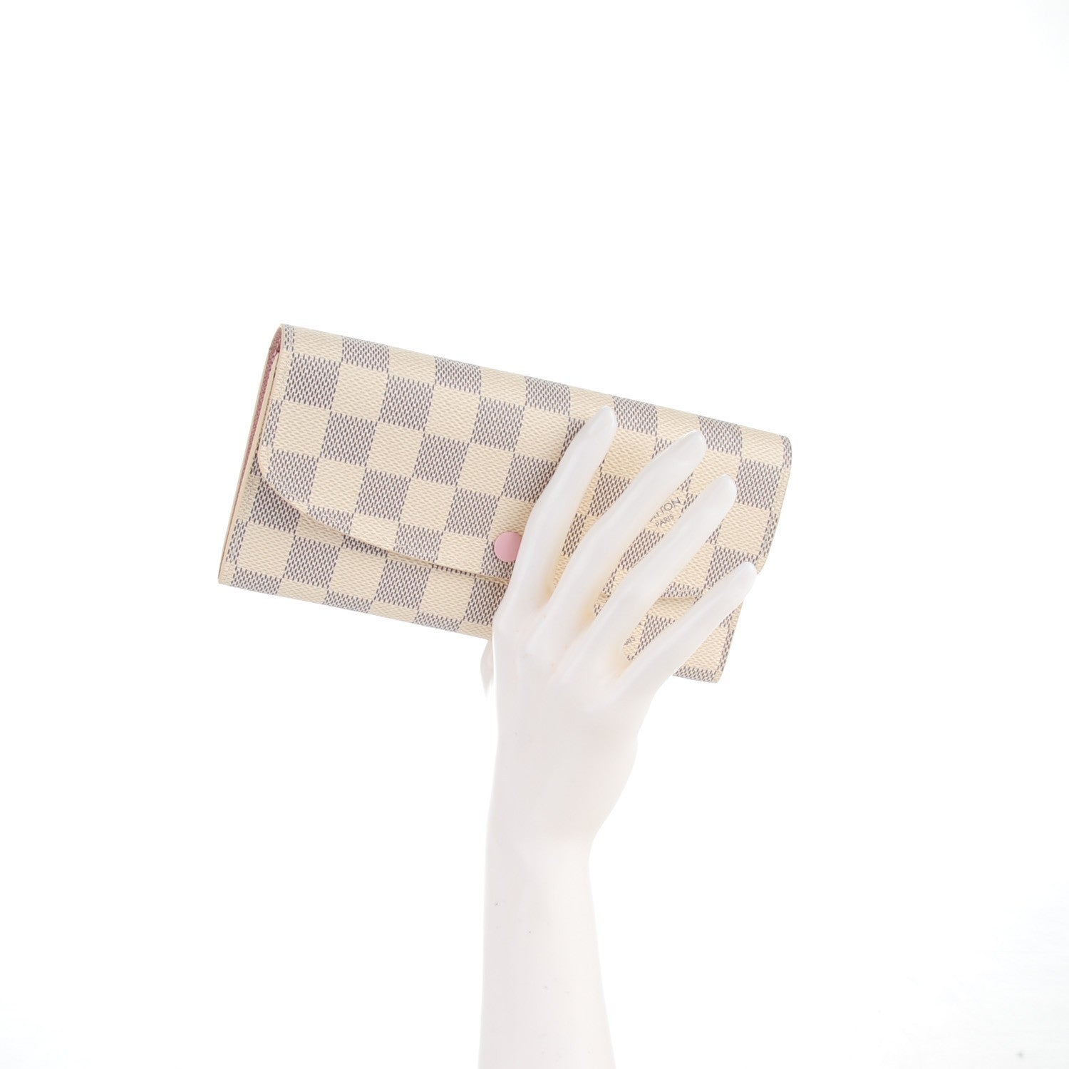 Louis Vuitton Damier Azur Emilie Wallet Rose Ballerine 2 of 7