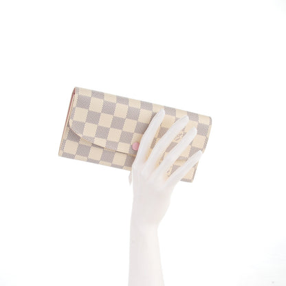 Louis Vuitton Damier Azur Emilie Wallet Rose Ballerine 2 of 7