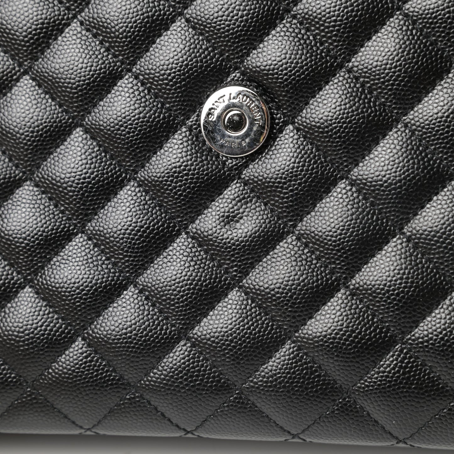 Grain De Poudre Textured Mixed Matelasse Large Triquilt Monogram Monochrome Satchel Black