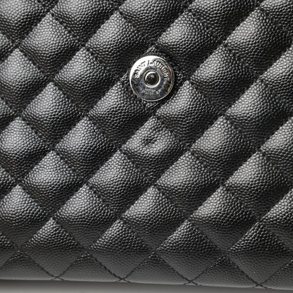 Saint Laurent Grain De Poudre Textured Mixed Matelasse Large Triquilt Monogram Monochrome Satchel Black 11 of 13