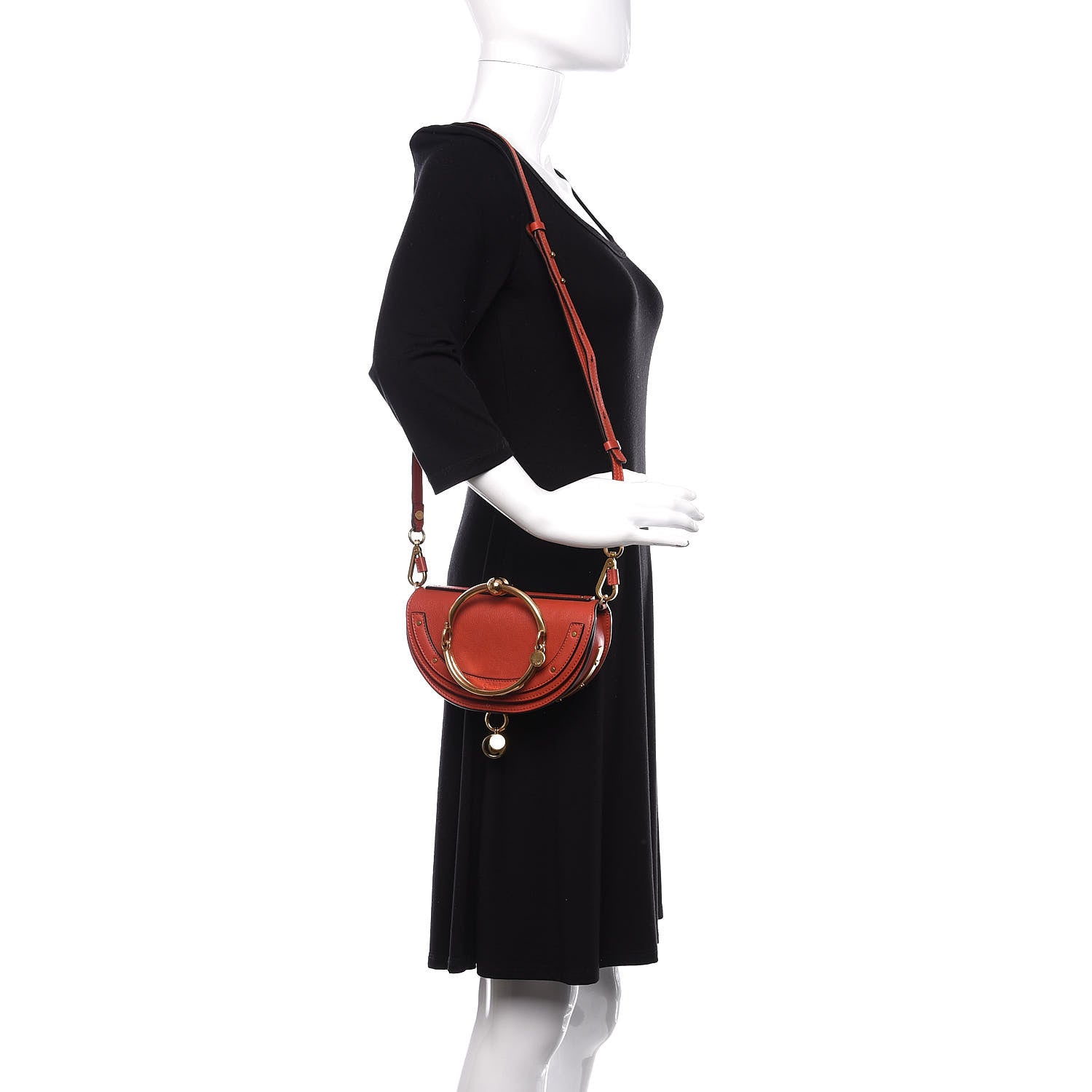 Chloe Calfskin Small Nile Bracelet Minaudiere Bag Sepia Red 2 of 9