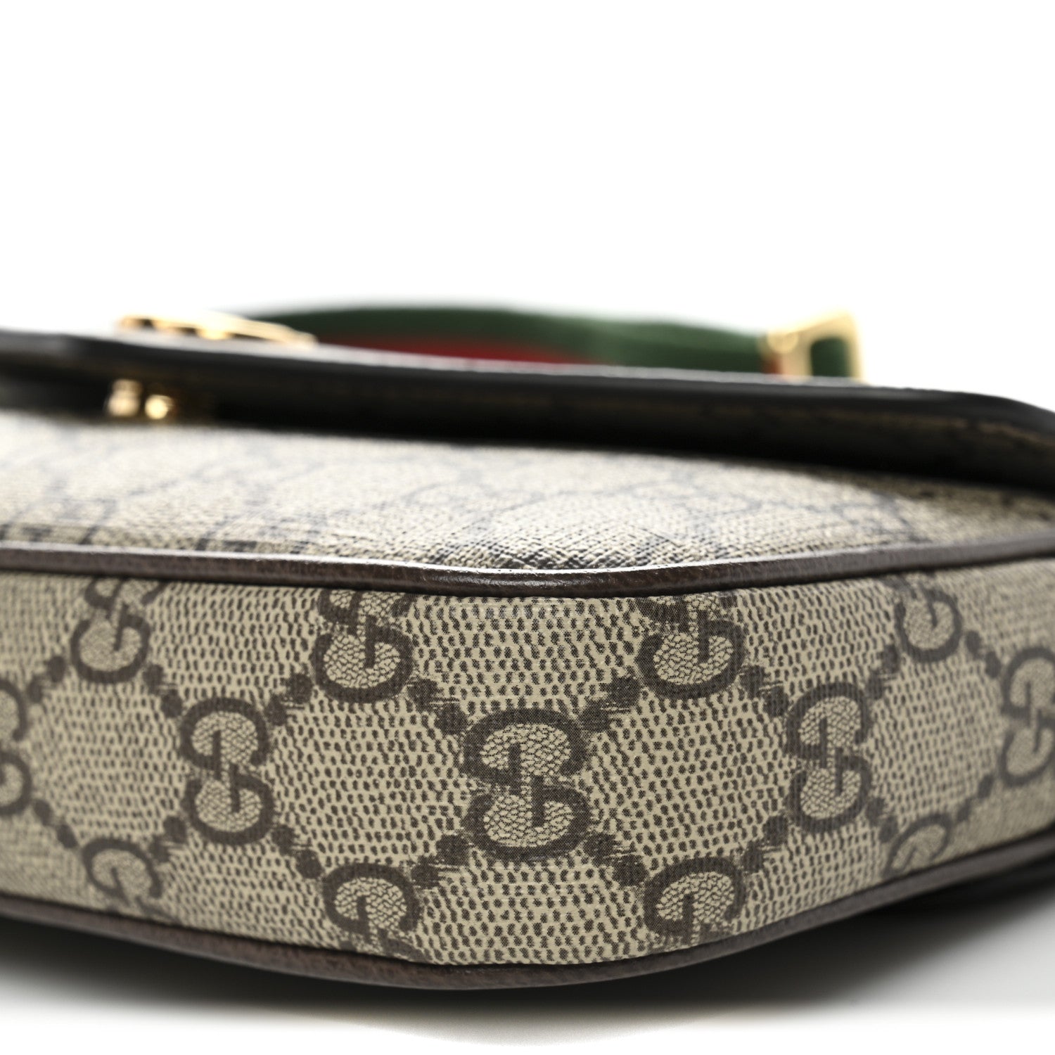Gucci GG Supreme Monogram Textured Dollar Calfskin Web Mini Ophidia Envelope Shoulder Bag Beige Ebony New Acero 10 of 10