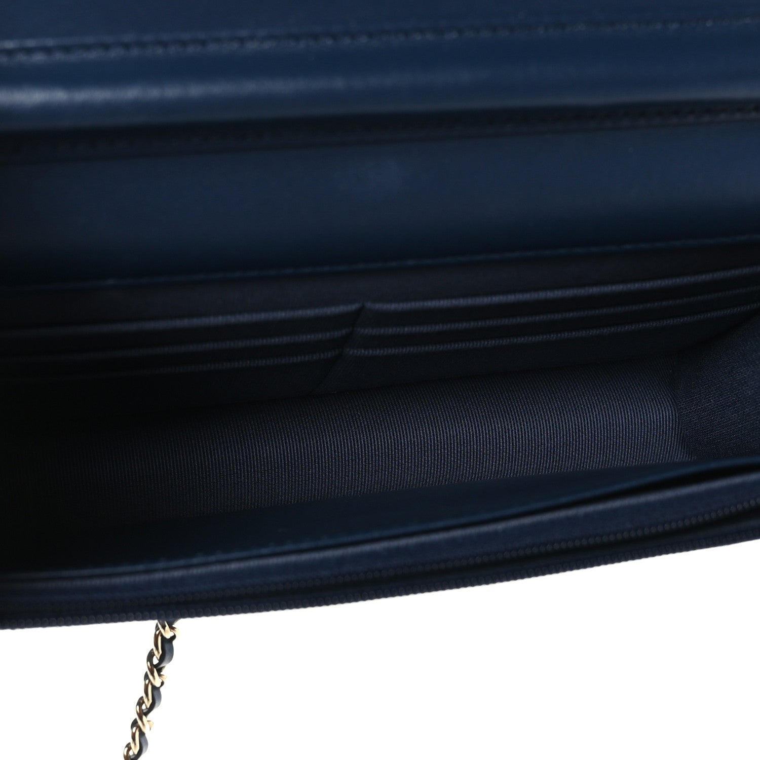 Chanel Denim Printed Wallet On Chain WOC Dark Blue 4 of 9