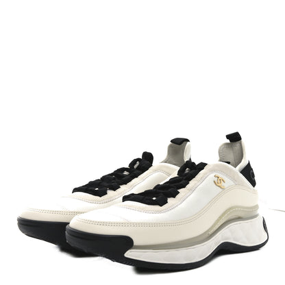 Chanel Velvet Calfskin Mixed Fibers CC Sneakers 41 Ivory Black 4 of 9