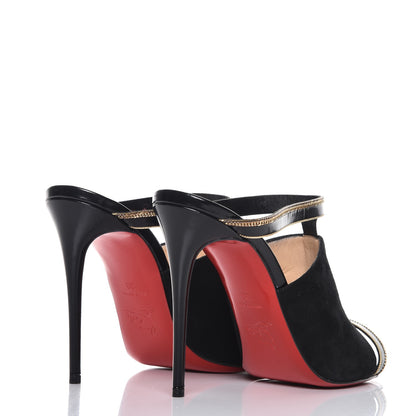 Christian Louboutin Suede Calfskin Chain Akenana 100 Heels 39 Black Gold 4 of 10